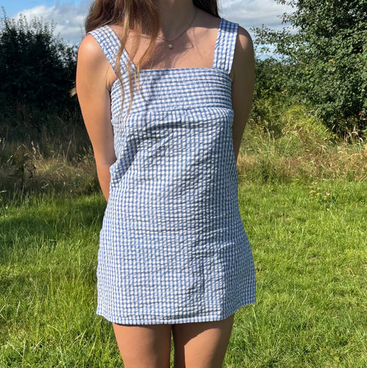 Blue Gingham Babydoll Dress Size Small
