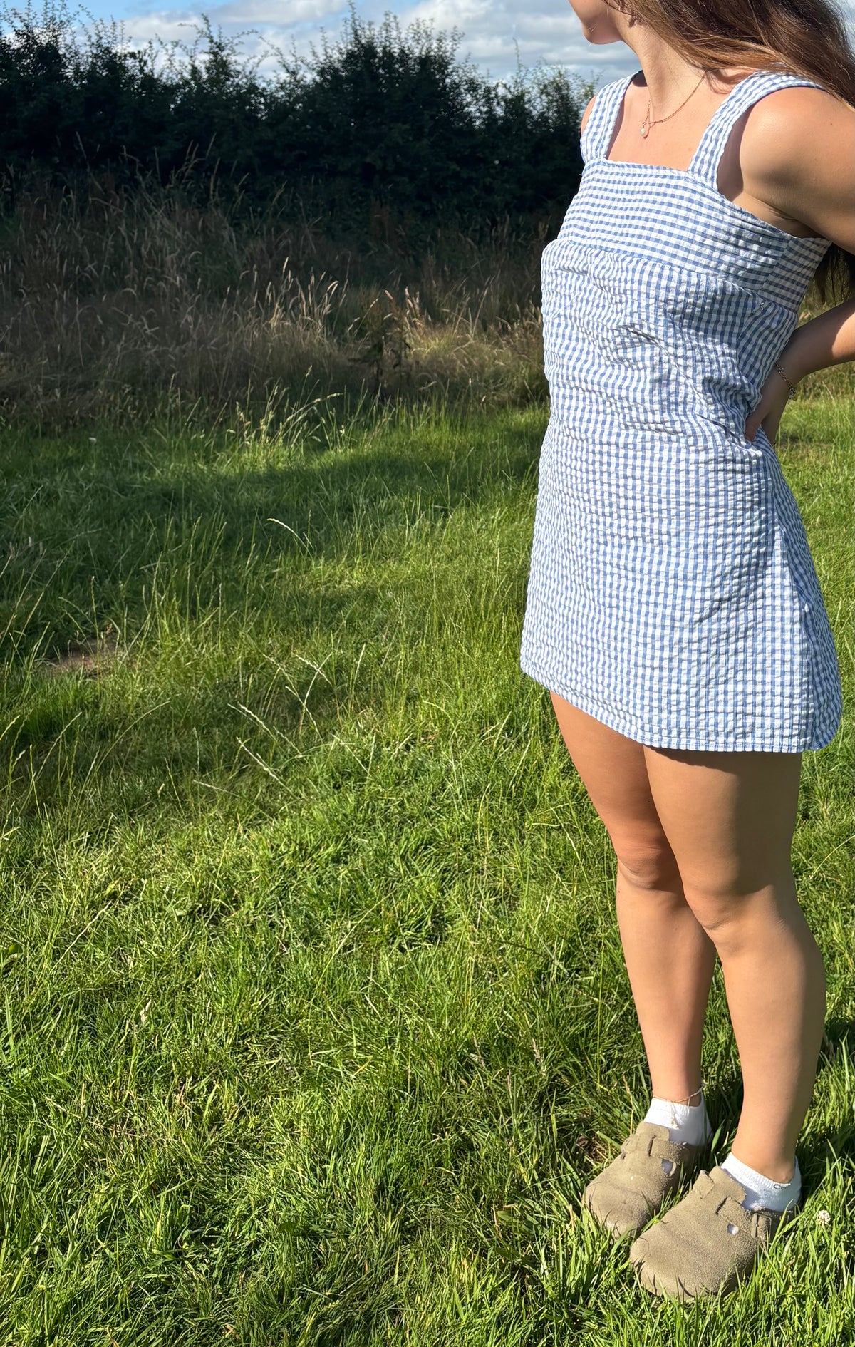 Blue Gingham Babydoll Dress Size Small
