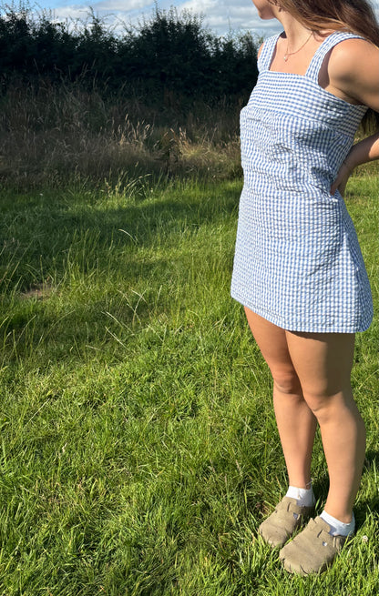 Blue Gingham Babydoll Dress Size Small