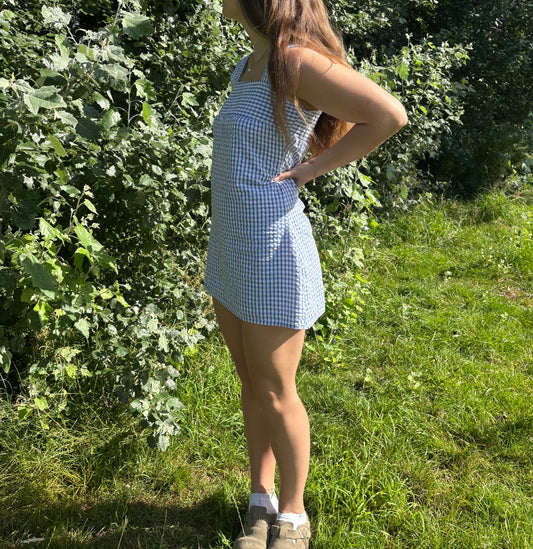 Blue Gingham Babydoll Dress Size Small